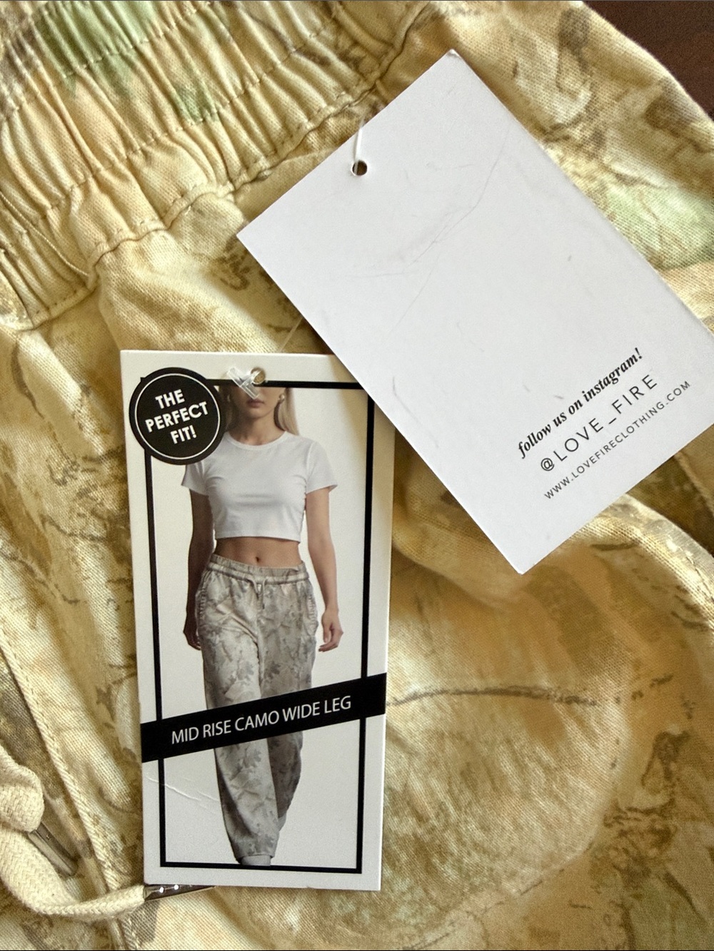 love, Fire Beige Camouflage Joggers with Subtle Green Print - Picture 7 of 11